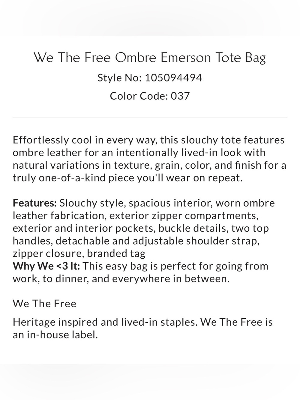 🦚 Free People Large Emerson Tote Ombré Green Limited Edition SOLD OUT! Rare NWT! - Picture 6 of 9